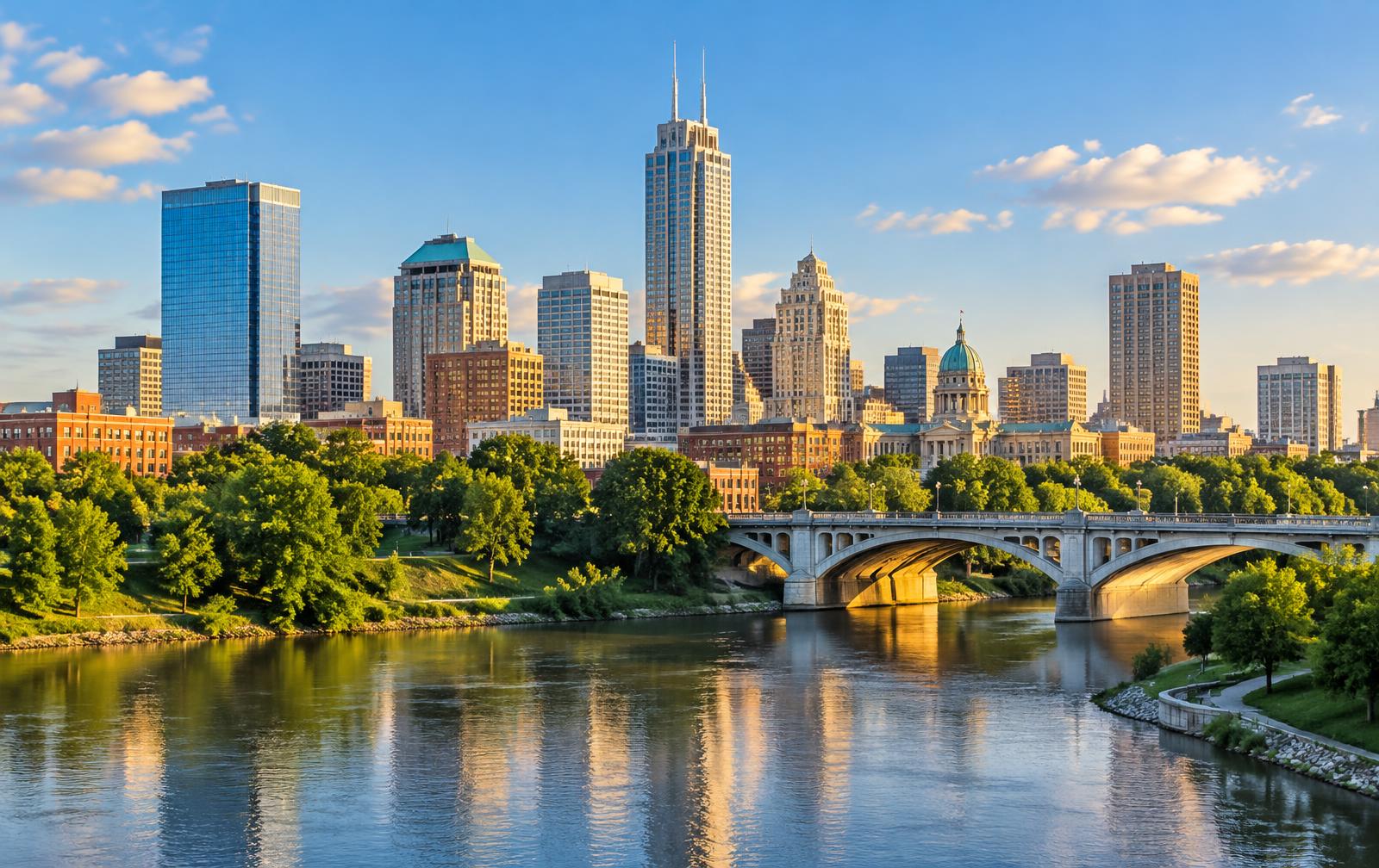 Downtown Indianapolis skyline across the river